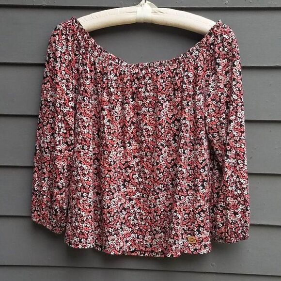 Michael Kors Floral Off the Shoulder Boho Peasant Top size Large - Picture 1 of 10